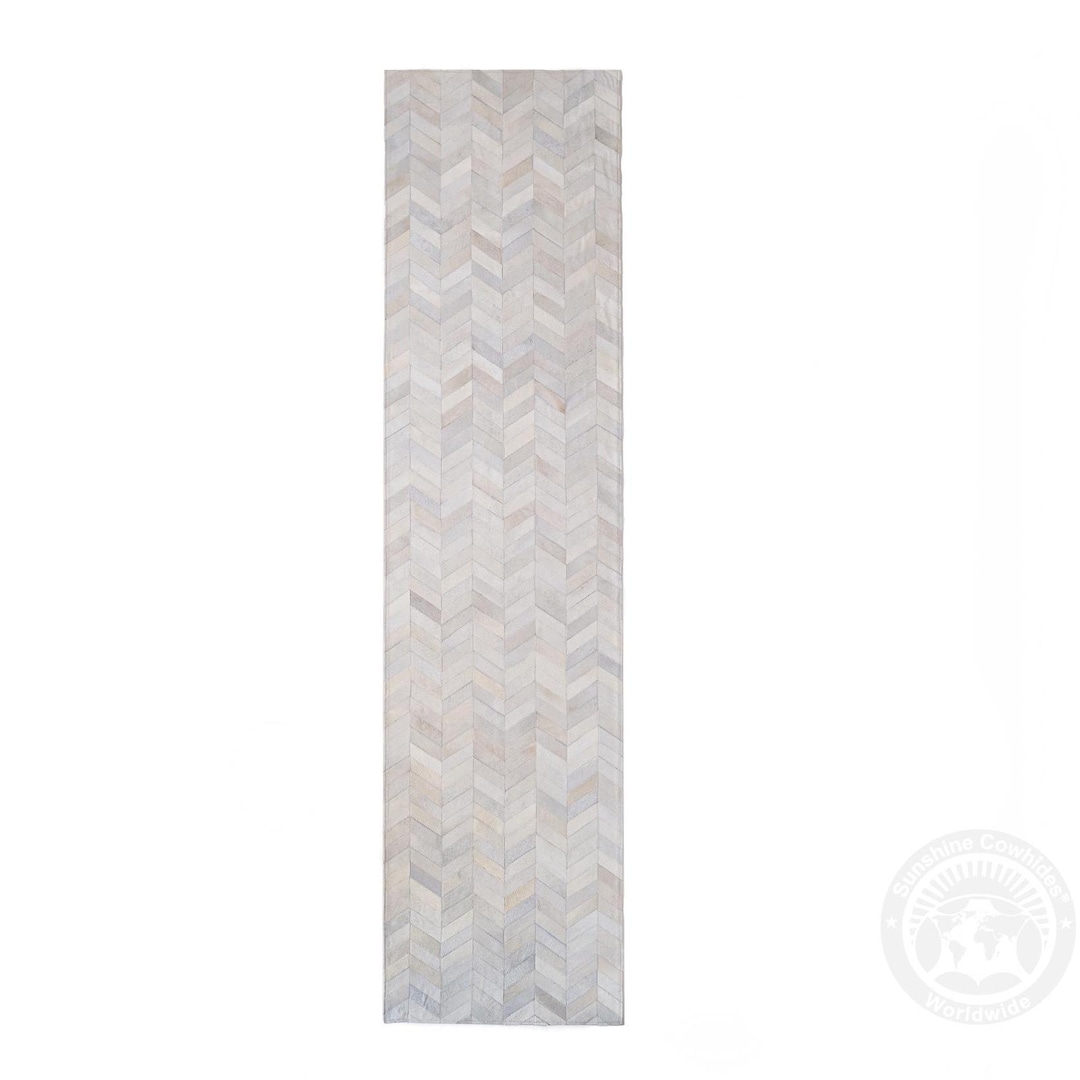 Cowhide Patchwork Runner Rug – Chevron Pattern Hallway Rug – Long ...