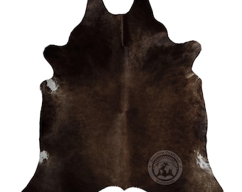 Dark Brown Brazilian Cowhide Rug – Authentic Leather Hide