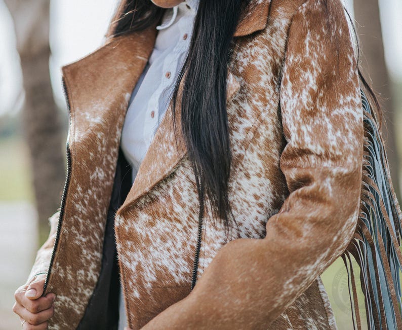 Cowhide Leather Jacket with Fringe – Women’s Size 6 (Small) image 4