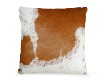 Cowhide Pillow Cover, Brown, and White - Cowhide Cushion Hair On Cover