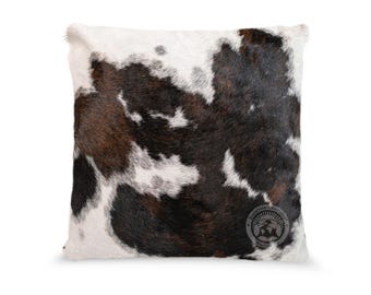 Tricolor Cowhide Pillow Cover – Rustic Home Decor - Western Decoration - Decorative Leather Pillow