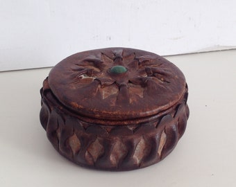 Vintage Genuine Leather Box - Vintage leather box - leather box - Trinket Box - Leather Jewelry Box - Genuine Leather Box - Memory box