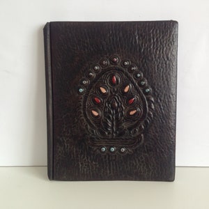 Carpeta de cuero genuino repujado - Funda de libro de cuero vintage - Carpeta comercial grande - Carpeta de cuero repujado - Carpeta de cuero genuino repujado