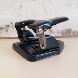 Vintage metal perforator - Black hole punch - Office decor - office supplies black perforator - office  perforator - perforator