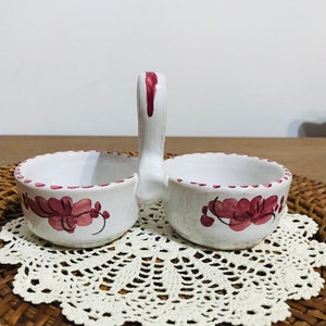 Hand painted ceramic salt and pepper cellar