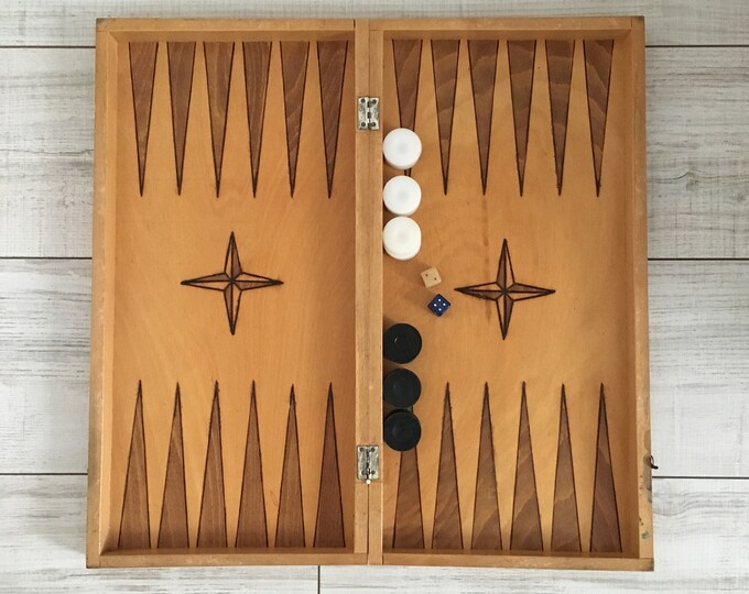 Large Backgammon Set Antique Backgammon Set Family Game Dice and Stones ...
