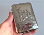 Vintage silver color metal cigarette case - Large vintage cigarette case - Accessory for Smokers - Cigarette Case - Double Sided Case
