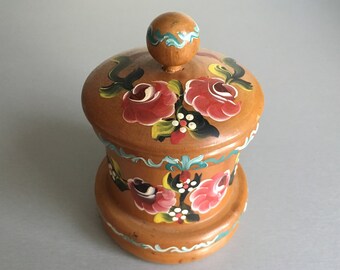 Vintage  Hand Painted Flowers wooden box - Vintage tole Toleware wooden box