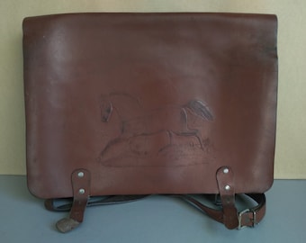 School bag - Vintage genuine leather bag - Retro leather bag - brown leather bag - Old Genuine Leather Bag