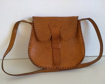 Vintage Genuine leather bag - Bag Of Genuine Calfskin - Retro leather bag - Old leather bag from 70'- leather bag - Genuine Leather handbag