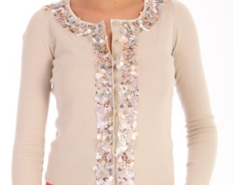 TWINSET cardigan with sequined - Beige cardigan with sequins - Cardigan with sequins