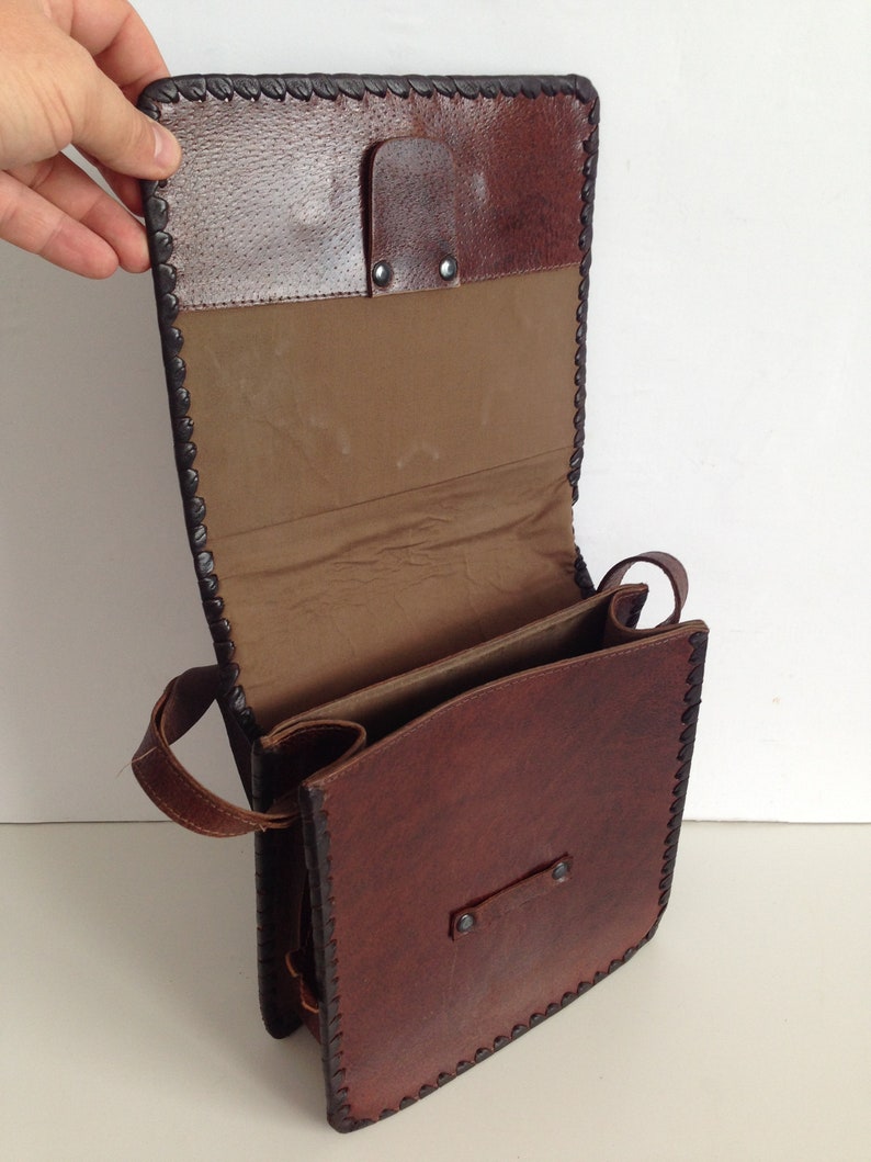 Vintage Embossed Genuine Leather Bag Genuine Leather Etsy