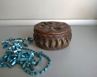 Vintage Genuine Leather Box - Vintage leather box - leather box - Trinket Box - Leather Jewelry Box - Genuine Leather Box - Memory box