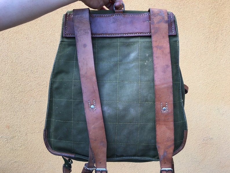 NEVER USED Vintage Distressed Canvas Backpack Military Etsy
