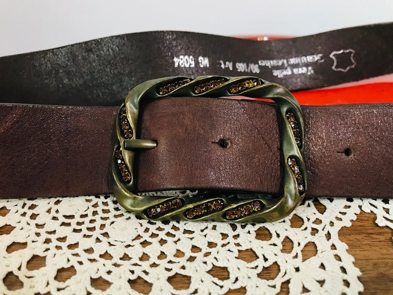 Vintage Vera Pelle genuine leather belt Brown genuine leather belt image 3