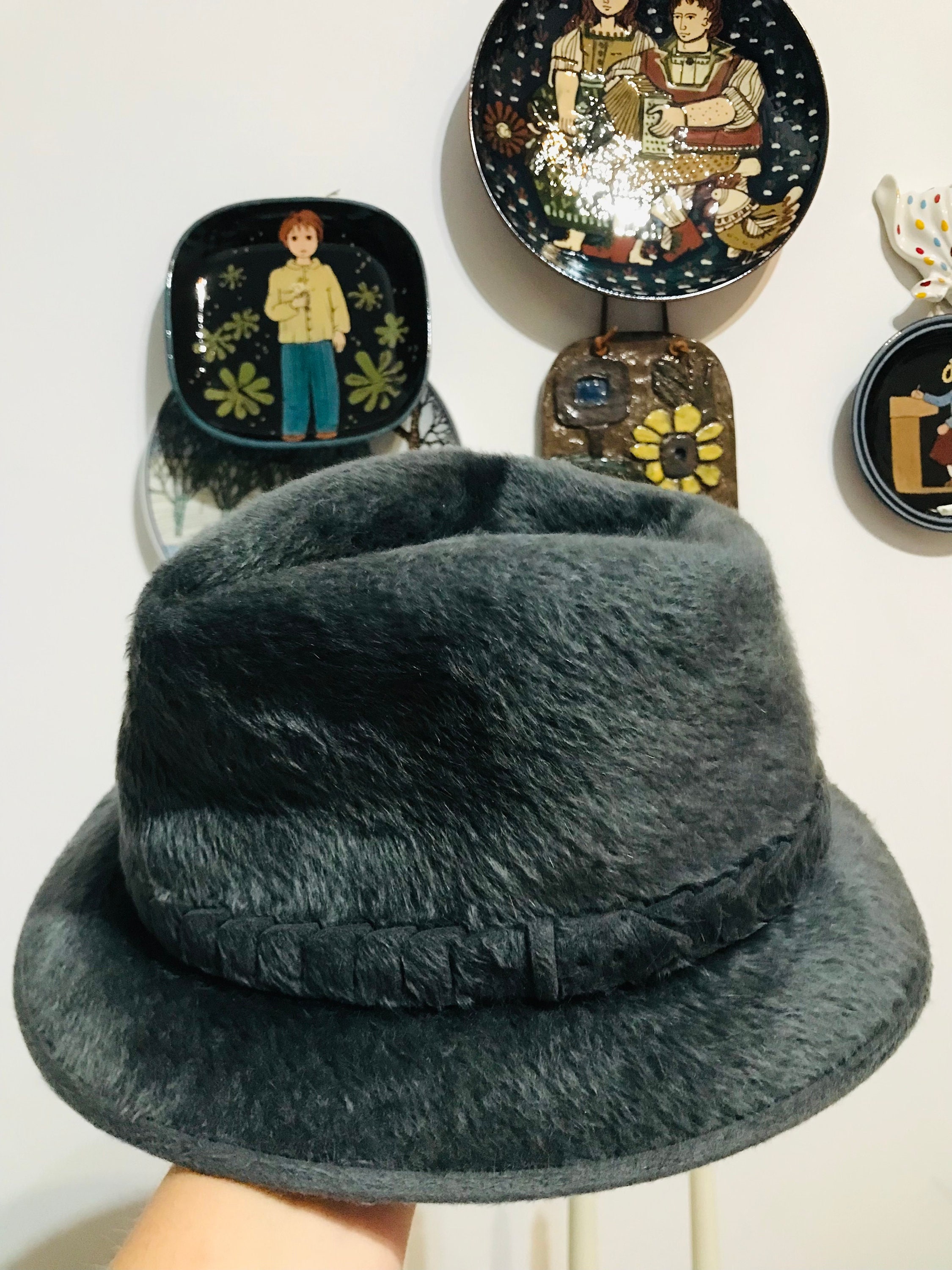 Vintage borsalino antica casa hat grand prix Fondata wool hat Vintage Borsalino Antica Casa Alessandria Hat Black Wool  main image 3