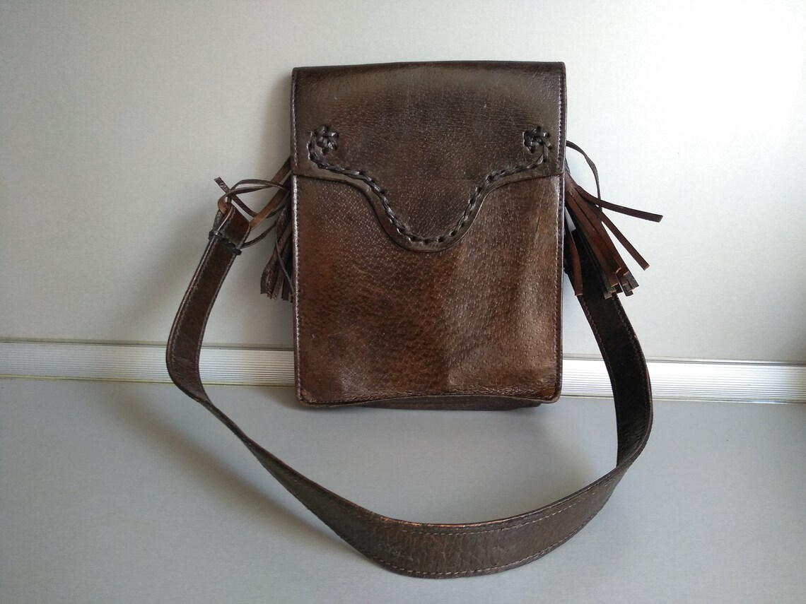 Vintage Genuine Leather Bag Retro Leather Bag Old Leather Etsy