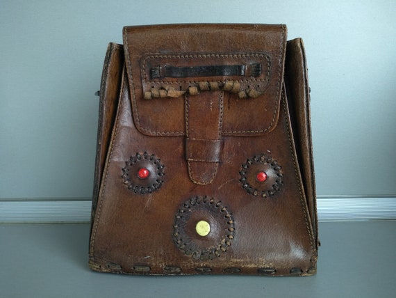 Vintage Bag Of Genuine Calfskin - Retro leather b… - image 1