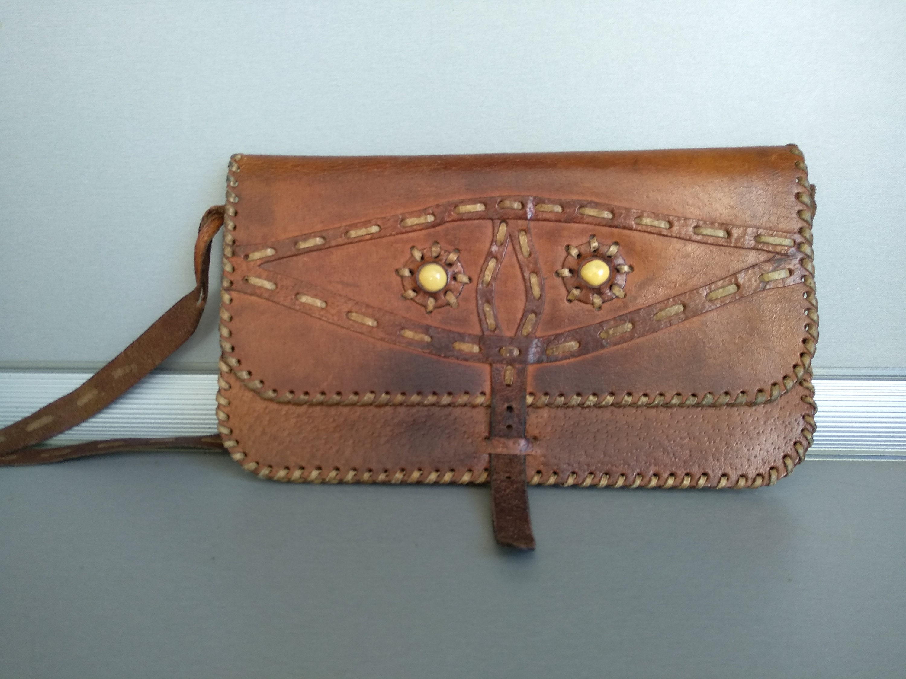 Vintage genuine leather bag - Retro leather bag - Old leather bag from 60' - Womengenuine leather bag - Genuine Leather Bag - Shoulder bag