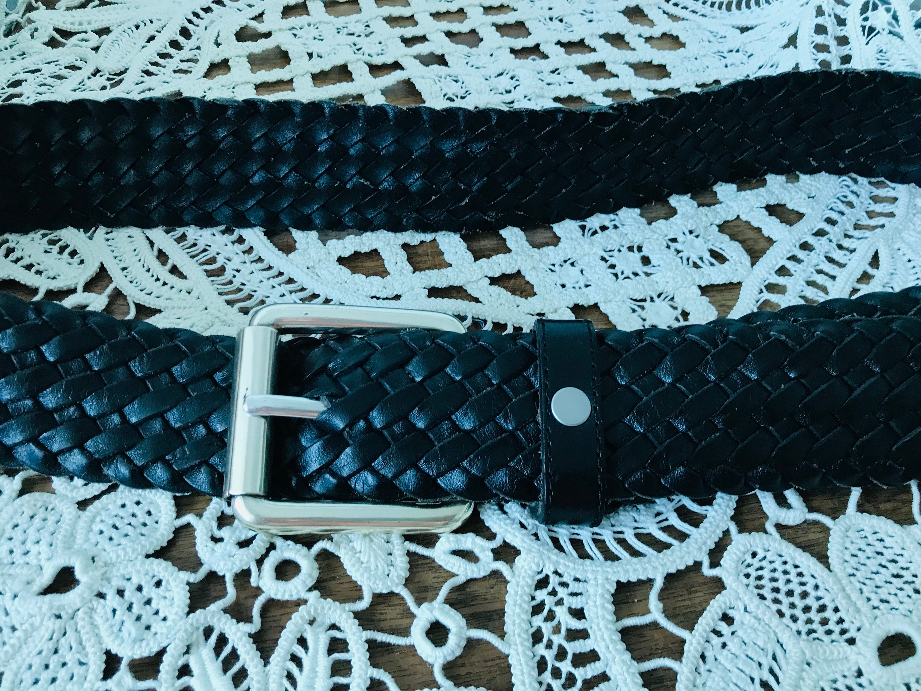 Vintage Braided Saddle Leather Belt Unisex Small Made in England Classic 1.5\