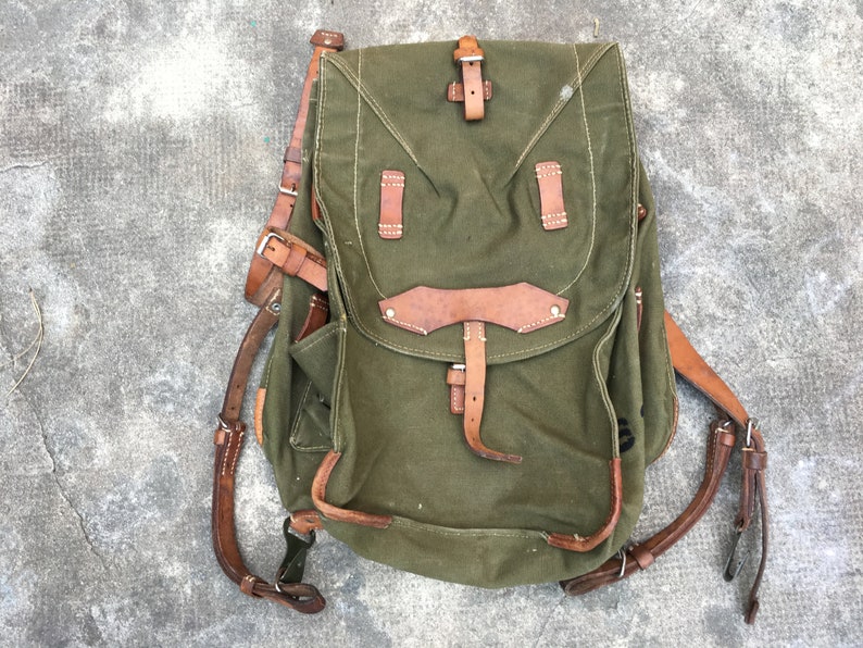 NEVER USED Vintage Distressed Canvas Backpack Military Etsy