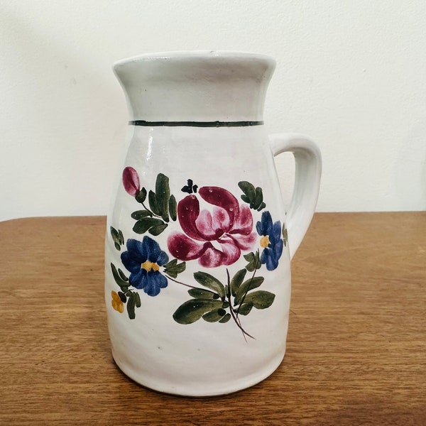 Vintage hand painted pitcher with flowers - Handgemalt alpenflora small pitcher