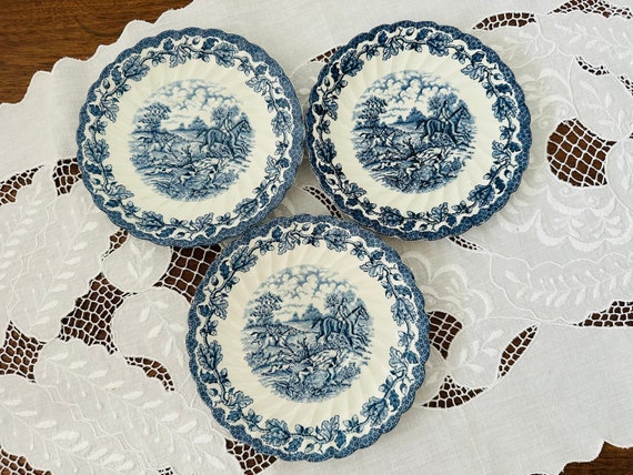 Myotts Country Life カントリーライフ 皿 3枚セット Vintage Myotts Country Life Set of 3 Plate - Myotts Blue Country