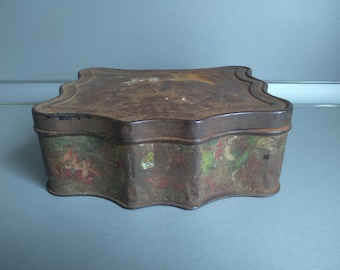 Antique galvanized large box - Galvanized metal box farmhouse decor - Vintage embossed galvanized metal box