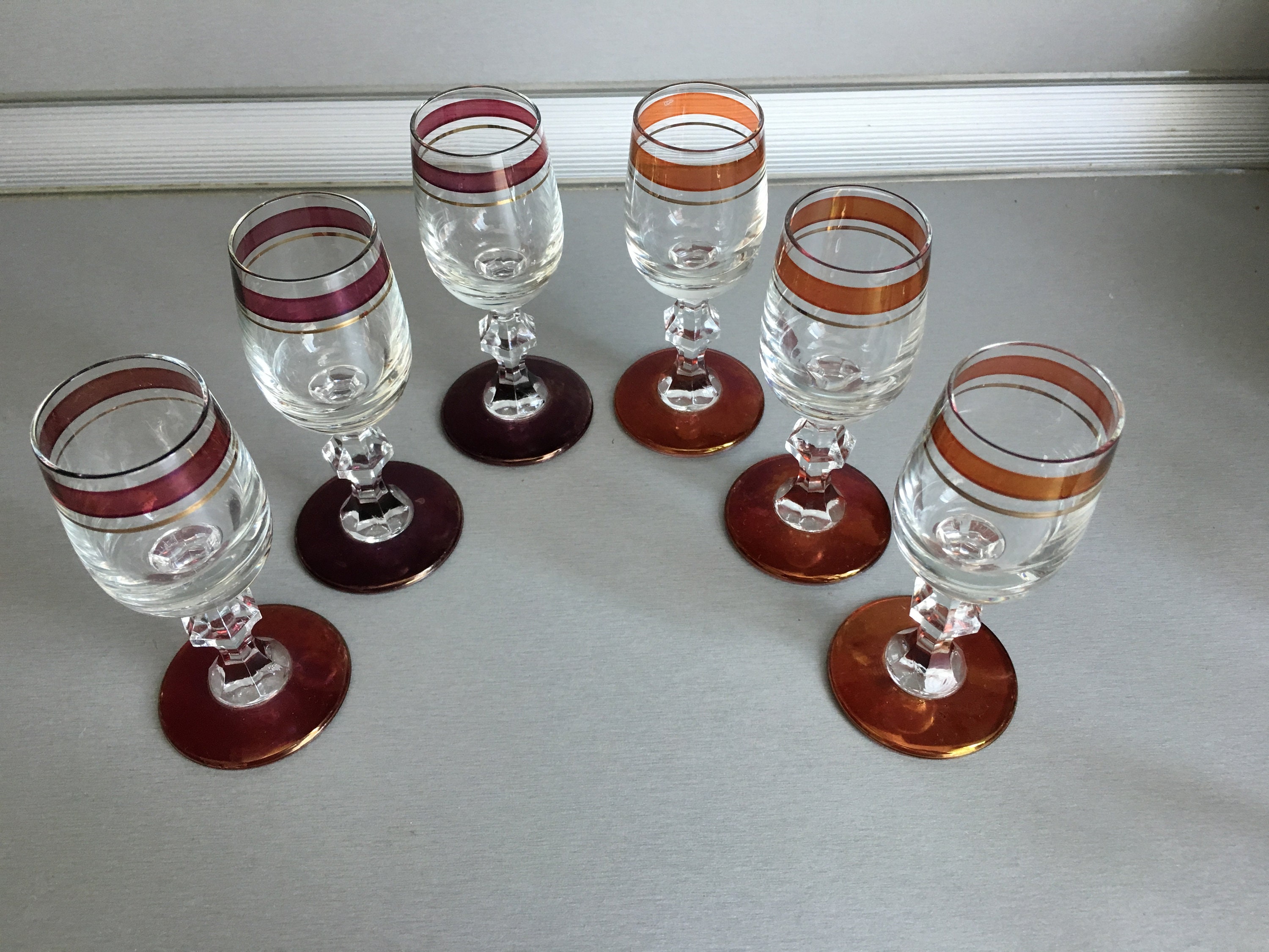 Vintage Set of 6 drinking glasses Vintage small glasses | Etsy