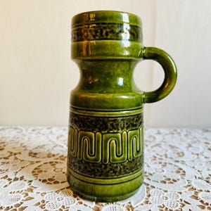 Vintage Scheurich vase 221-18 - Vintage West Germany pottery vase 221-18 - Ceramic green vase - (14)