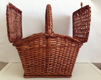 Straw picnic basket - Large wicker basket - Large picnic basket - Handmade straw picnic basket