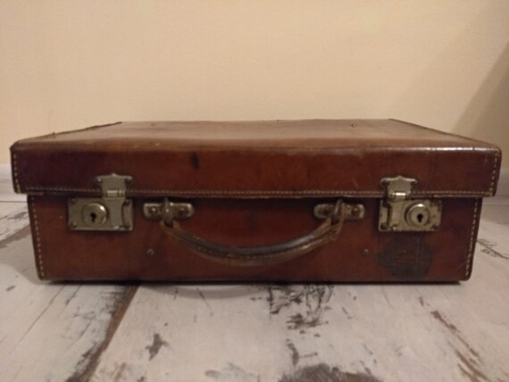 Maleta de cuero genuino antiguo Maleta de cuero francés | Etsy México