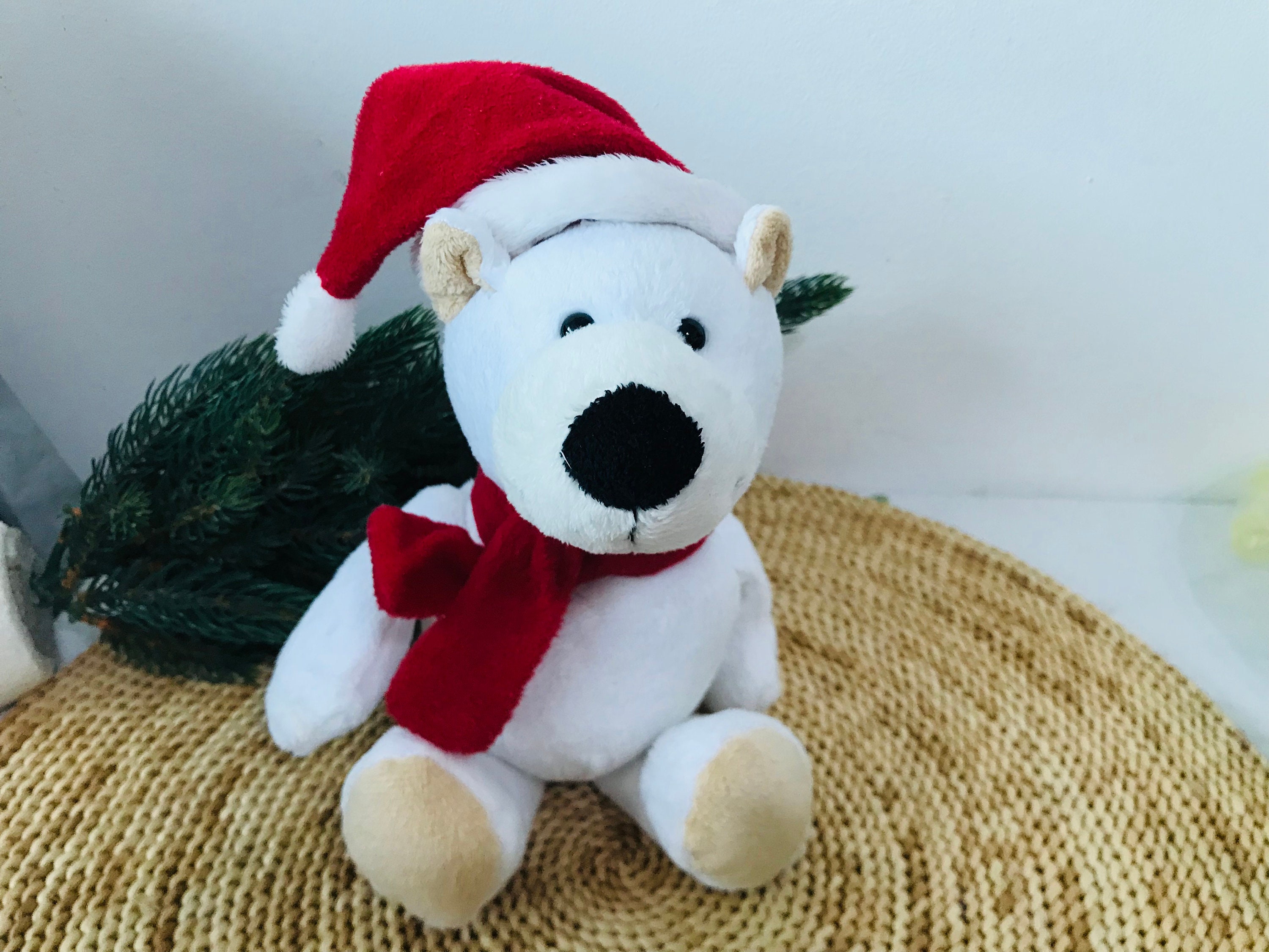 Peluche ours blanc de Noël