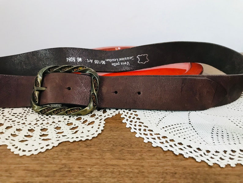 Vintage Vera Pelle genuine leather belt Brown genuine leather belt image 8