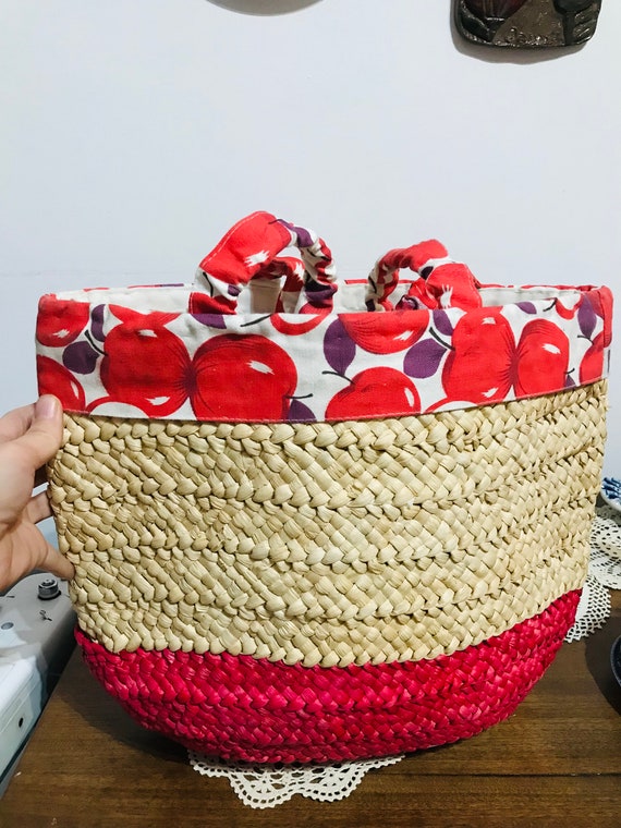 Vintage Straw Bag - Straw basket - Summer carryco… - image 6