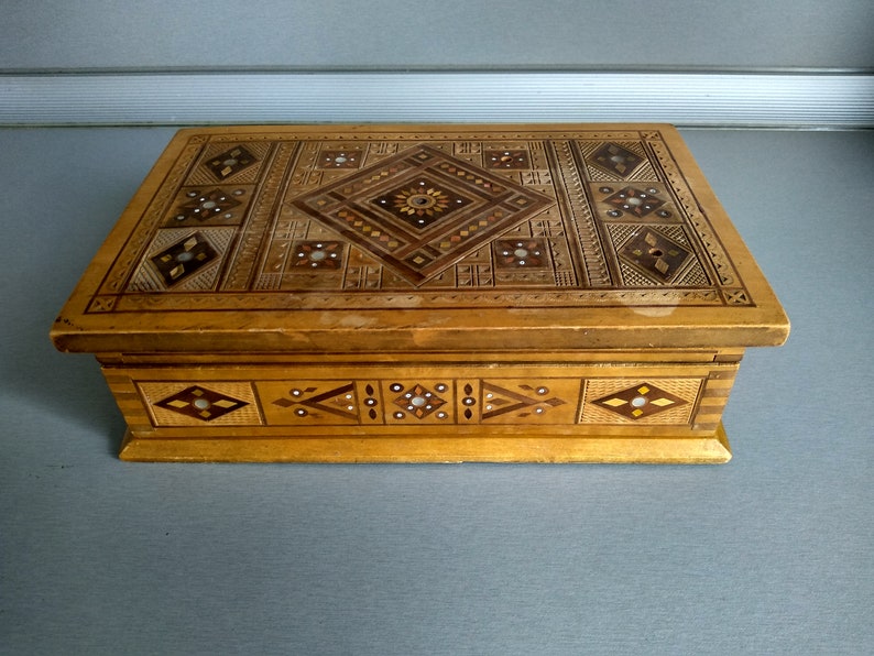 Handmade Wooden Box Wooden box Vintage wooden box Vintage large wooden box