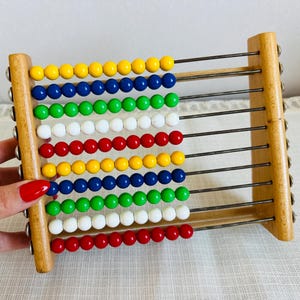 Ábaco de madera vintage - Ábaco educativo - Calculadora antigua - Idea de regalo para niños - Ábaco de madera (9)