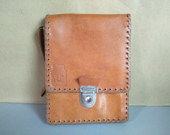 Vintage Genuine leather bag - Bag Of Genuine Calfskin - Retro leather bag - Old leather bag from 70'- leather bag - Genuine Leather handbag