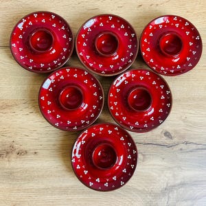 Vintage set of 6 Pfalzkeramik red egg holder - (13)
