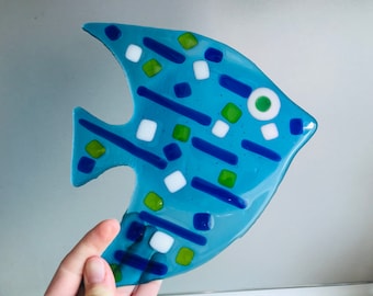 Fused glass turquoise fish - Handmade fused glass fish