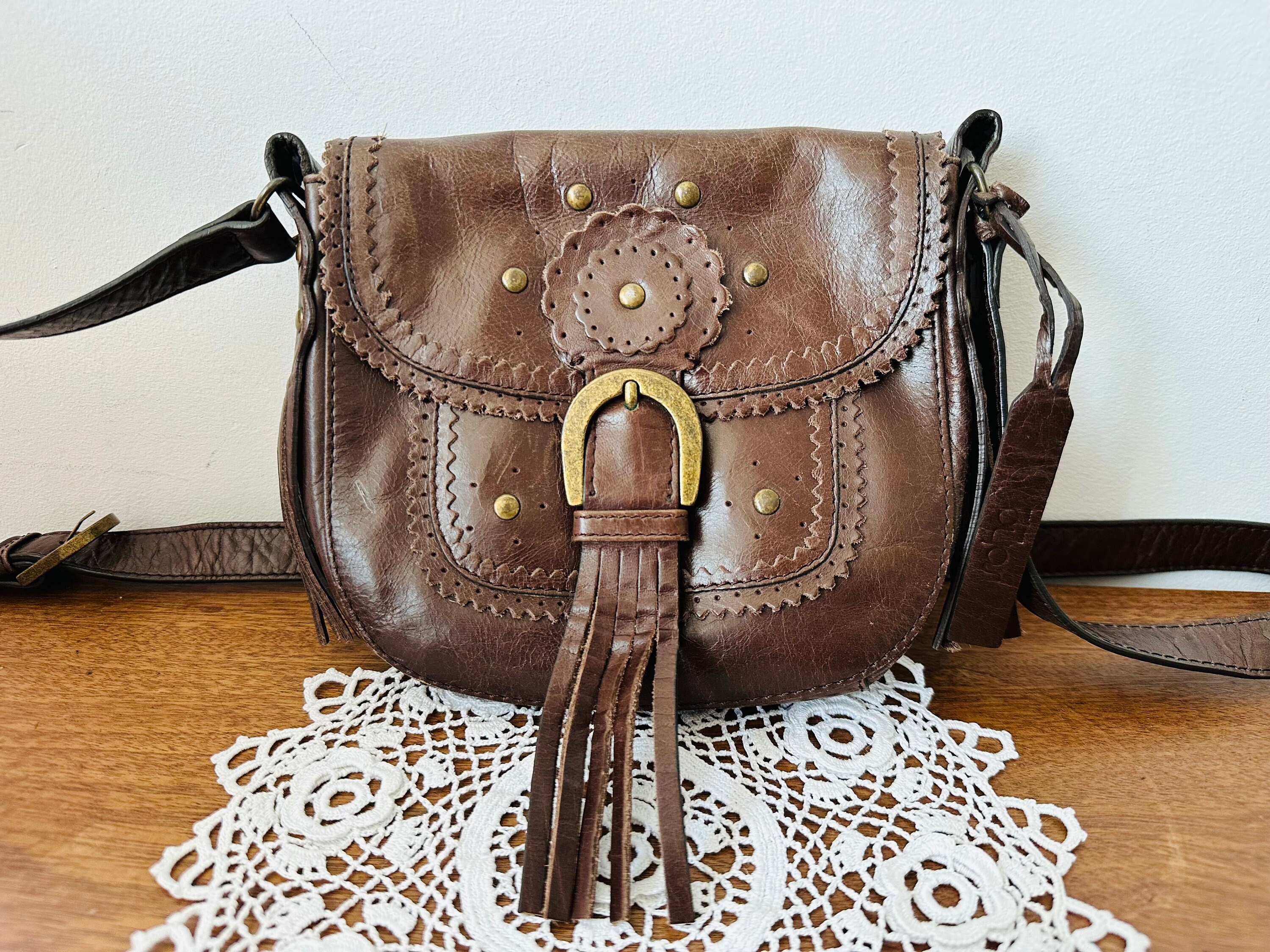 Vintage Soho New York Genuine Leather Crossbody Bag - Brown