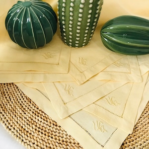 Set vintage di 6 tovaglioli in cotone con ricamo