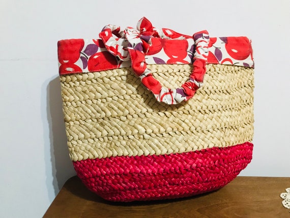 Vintage Straw Bag - Straw basket - Summer carryco… - image 1