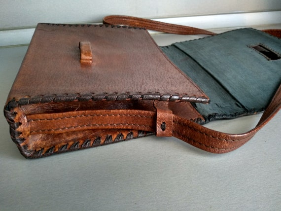 Vintage Bag Of Genuine Calfskin - Retro leather b… - image 6