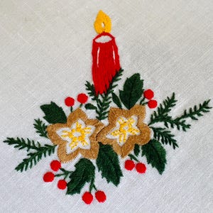 Vintage hand embroidered Christmas tablecloth - Christmas tablecloth - (1)