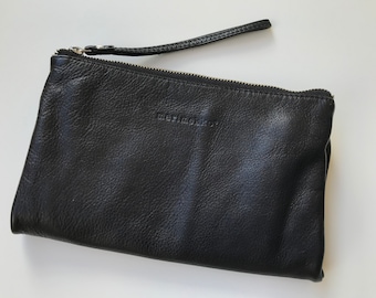 MARIMEKKO genuine leather bag - Designer black genuine leather clutch - Folding clutch (2)
