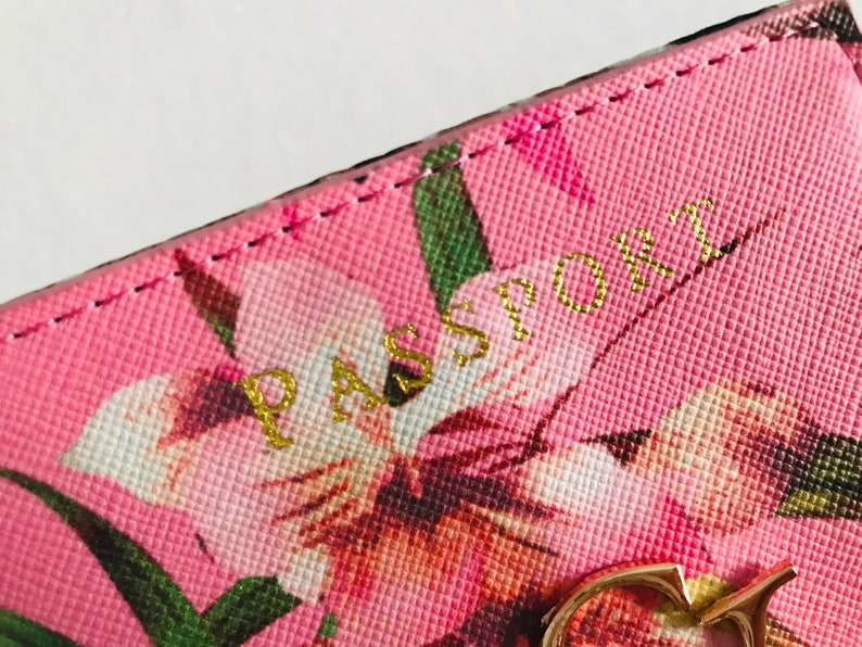 Pink With Flowers Passport ID Card Holder Passport ID Card Etsy