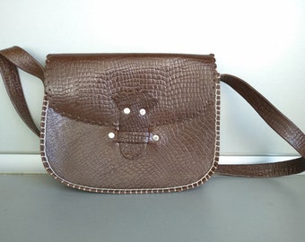 Vintage genuine leather bag - Retro leather bag - Old leather bag from 70' - brown leather bag - Genuine Leather handbag - Shoulder bag