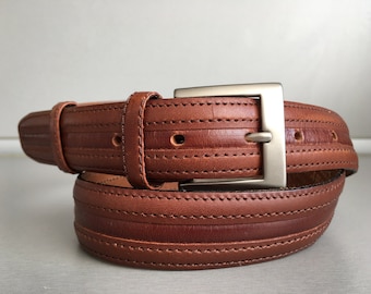 Never Used - CUIR VERITABLE genuine leather dark brown belt - Brown man belt - Genuine leather belt