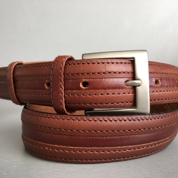 Never Used - CUIR VERITABLE genuine leather dark brown belt - Brown man belt - Genuine leather belt